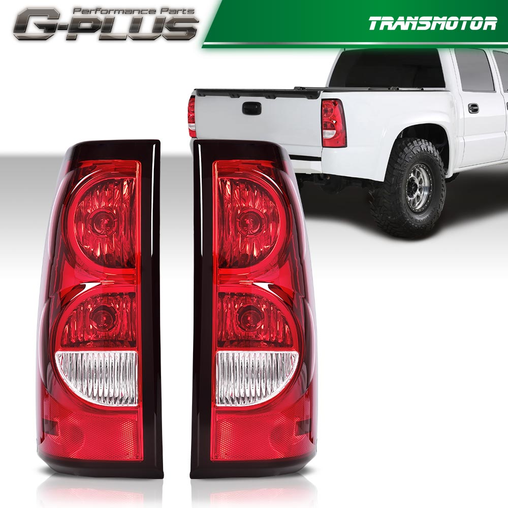 A pair of red taillights and brake lights are compatible with 2003-2006 for Chevrolet Silverado 1500, 2500, and 3500 HD models.