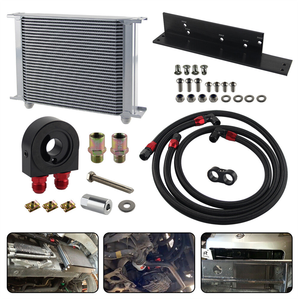 30 Row Bolt On Oil Cooler Kit for Nissan 03-08 350z Fairlady 09-17 370Z Silver