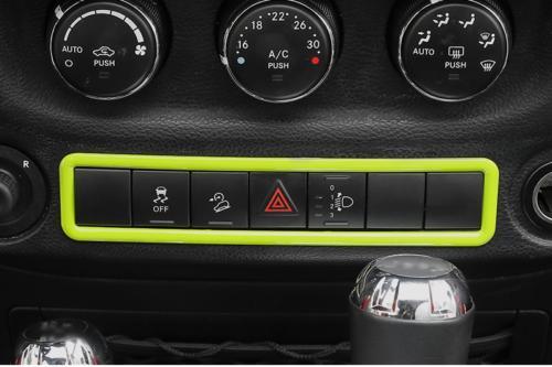 for Jeep for Wrangler JK 2011-2017 Bright Green Car Mergency Light Button Frame Trim