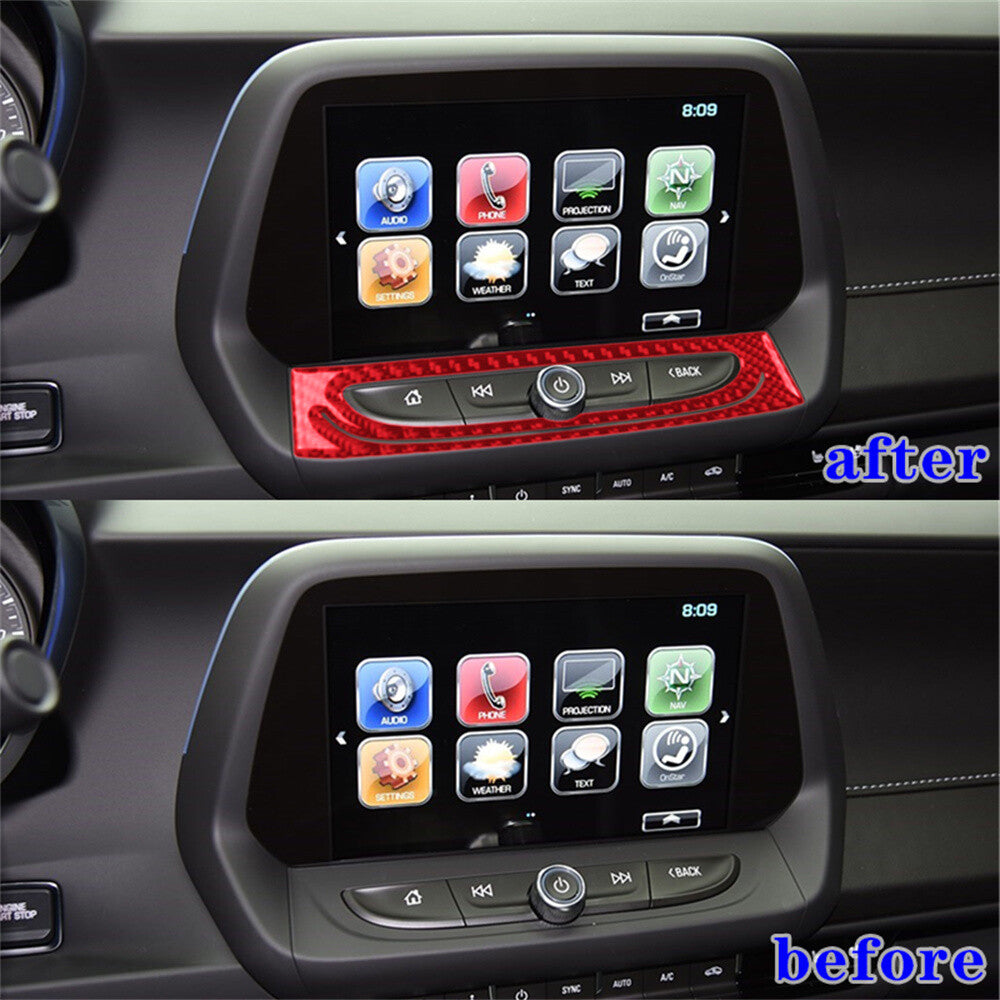 Red Carbon 8inch Touch Screen Navigation Lower Trim for Chevrolet Camaro 2016-23