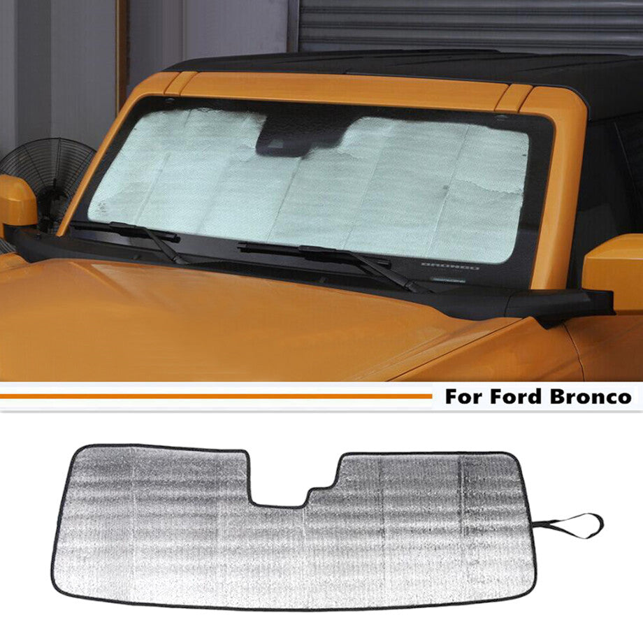 Foldable silver car windshield sunshade for Ford for Mustang 21-24.
