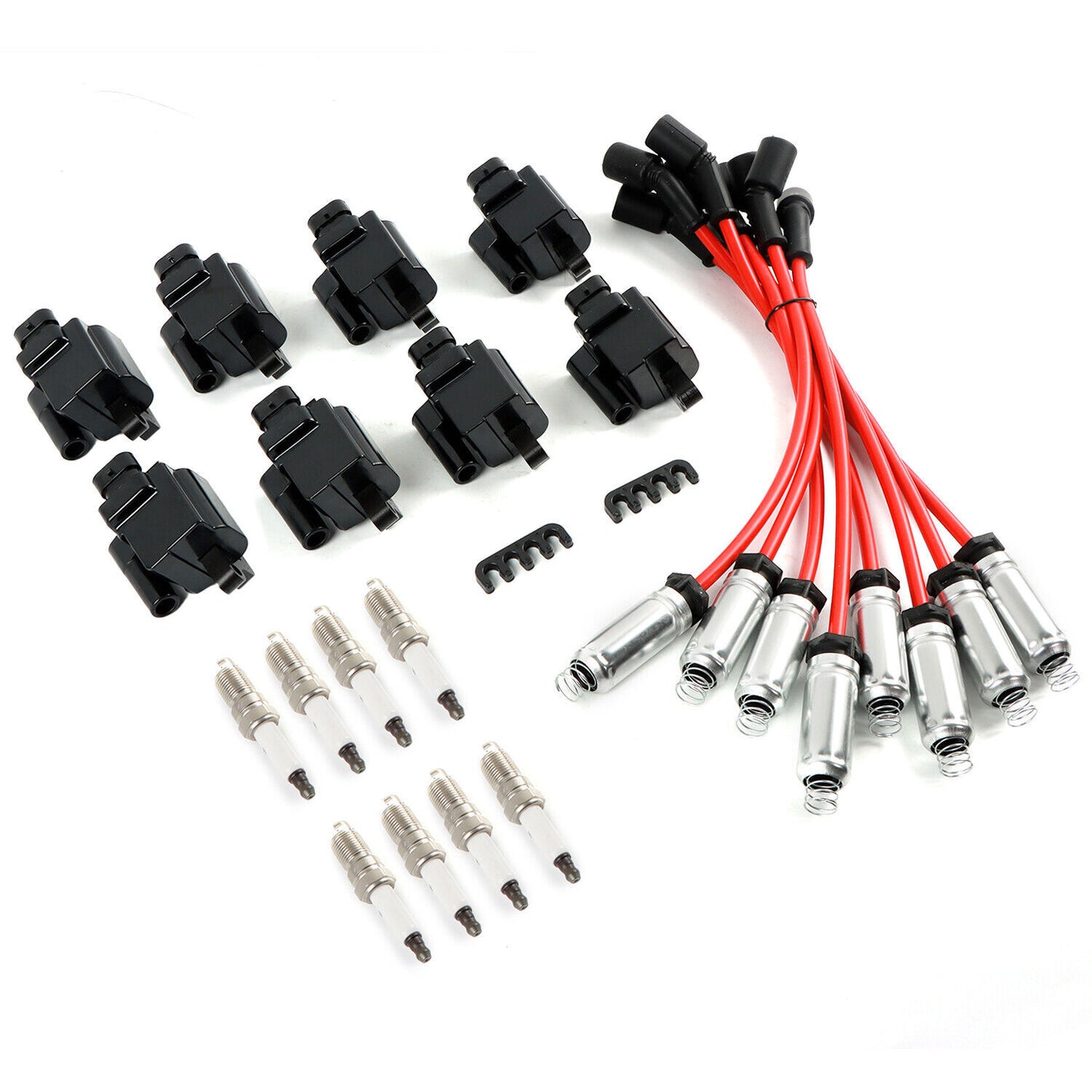 8PCS Square Ignition Coil Spark Plug Wires for Chevy for GMC 4.8L 5.3L 6.0L 8.1L