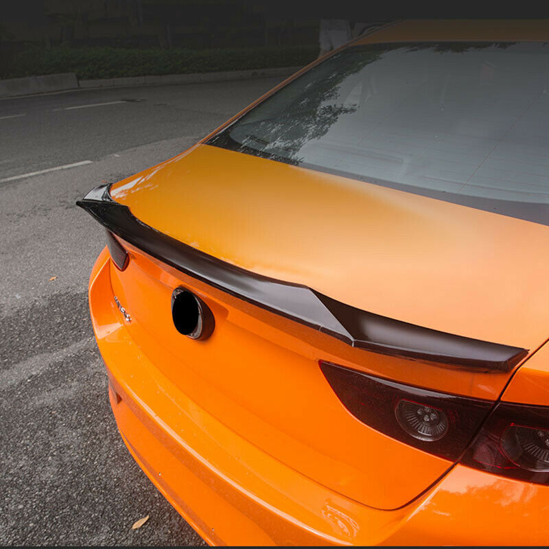 for Mazda 3 Axela Sedan 2019-2024 V-Type Black Rear Trunk Spoiler Boot Lip Wing