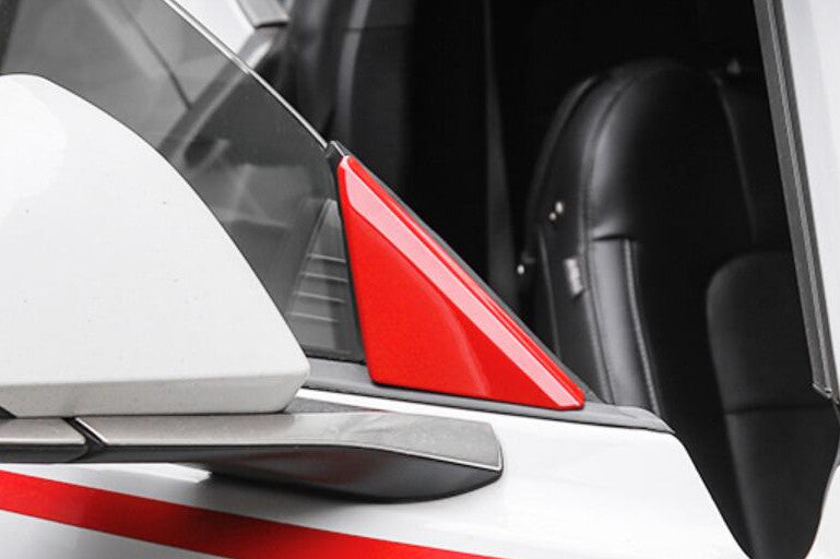 for Ford for Mustang 2017-2023 Glossy Red A-Pillar Front Triangle Cover Trim 2pcs
