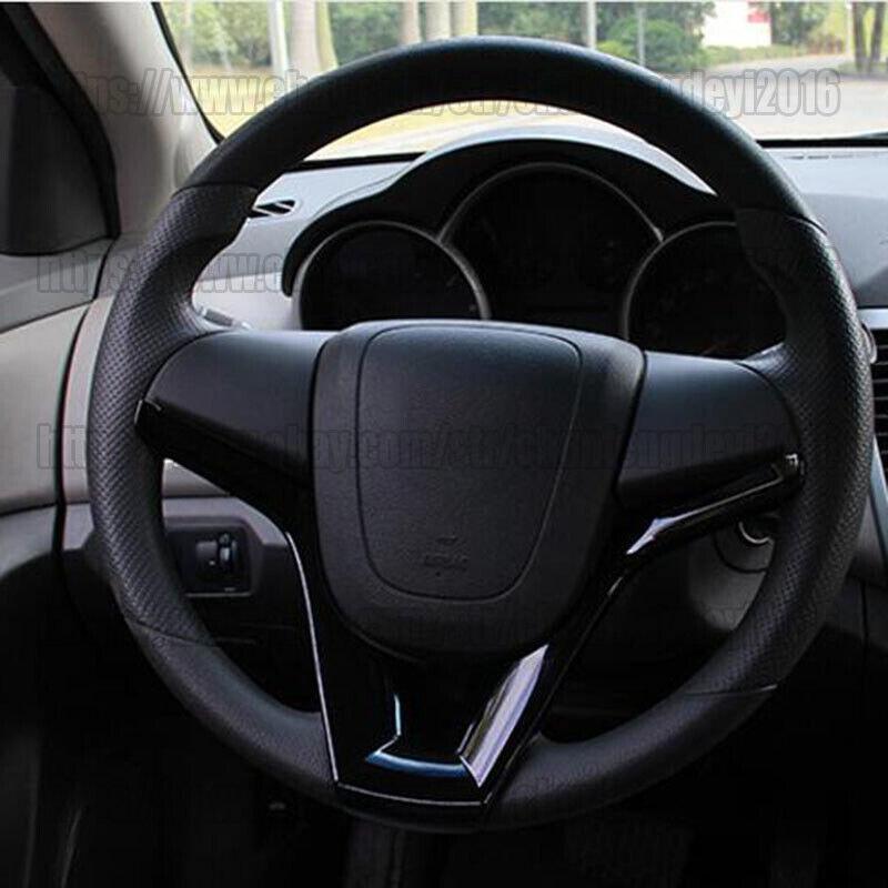 for Chevrolet for Cruze 2009-2015 Gloss Black Car Steering Wheel Strip Cover Trim