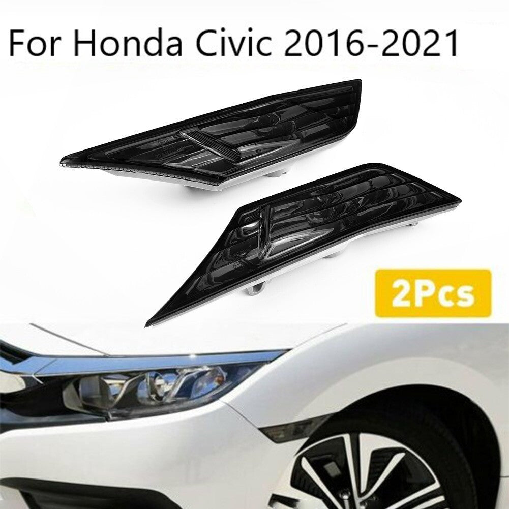 Smoked Lens LED Side Markers Turn Signal Light Lamps for Civic 2016-21