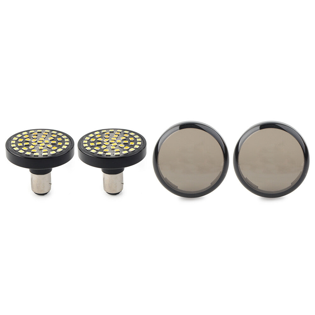 Fit for Harley Smoke Lens Cover Switchback 1157 48-SMD LED DRL Turn Signal Bulbs
