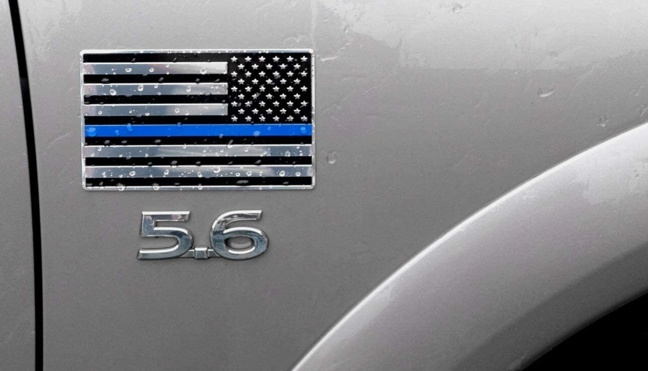 Car side fender rear boot badge decal silver black blue American flag for ford