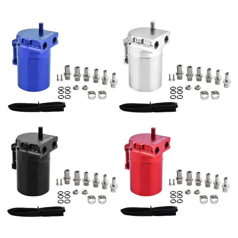 Oil Catch Can Tank Car Truck 300ml Aluminum Polish Baffled Reservoir Silver
