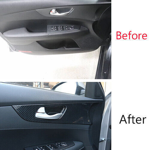 Car Inner Door Panel Decor Cover Trim 4 for Kia K3 Forte 2019-2022 Carbon Fiber