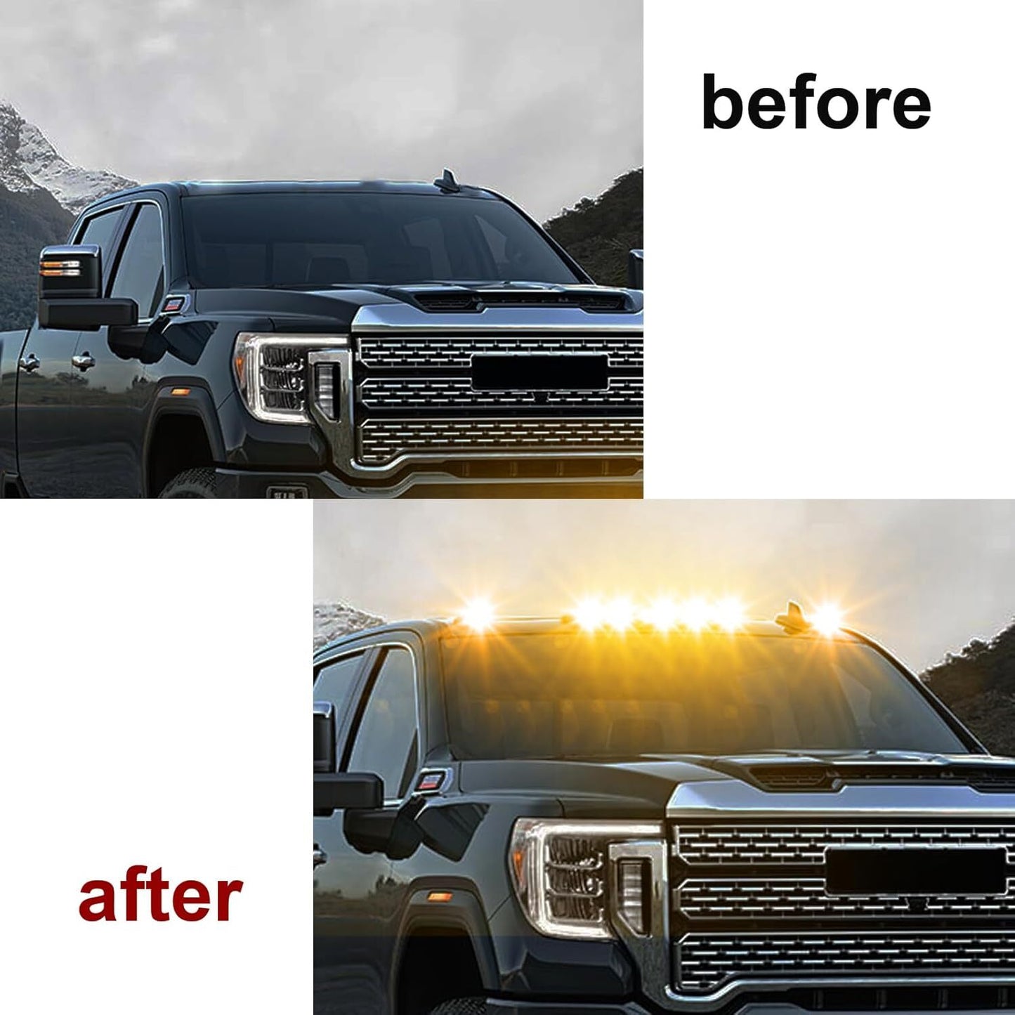 3x Amber LED Roof Top Running Cab Lights for Chevy for GMC 1500 2500 3500 2007-2013