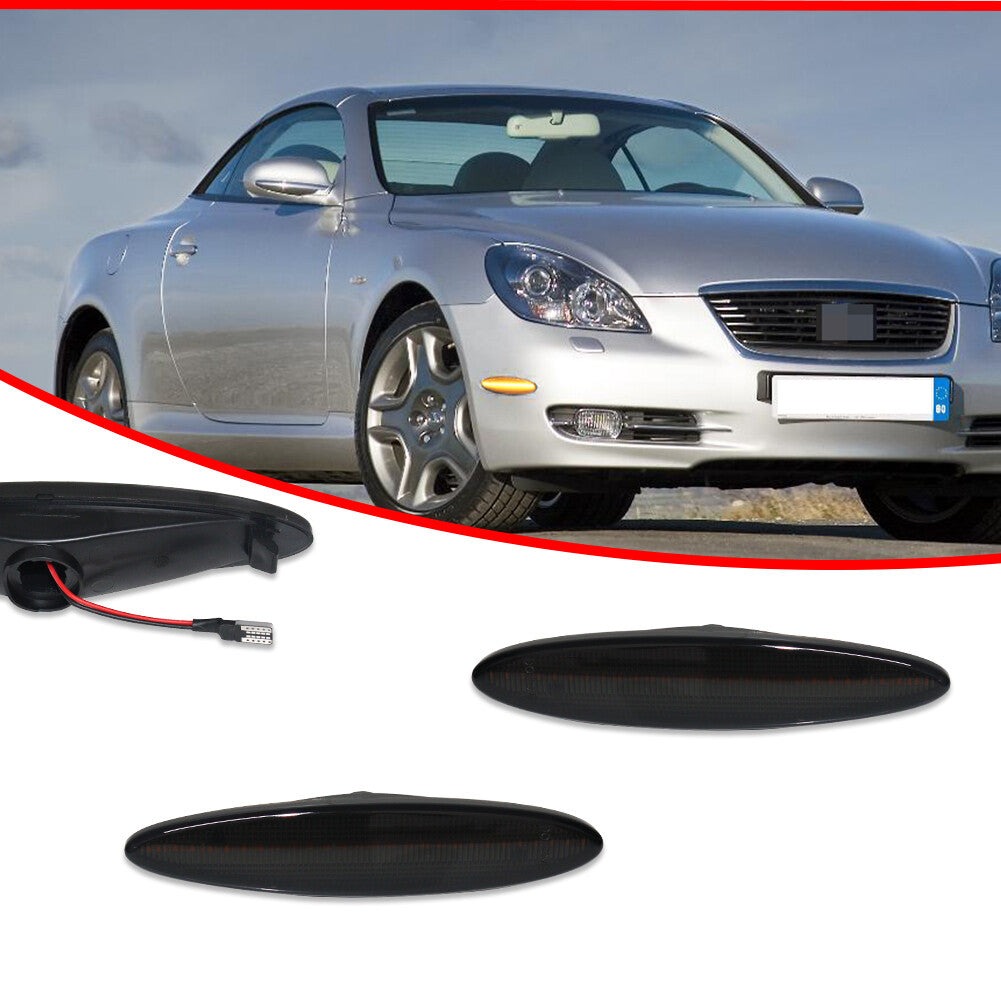 Suitable for 2002-2010 for Lexus SC430, smoked lens, amber LED front side marker parking light.