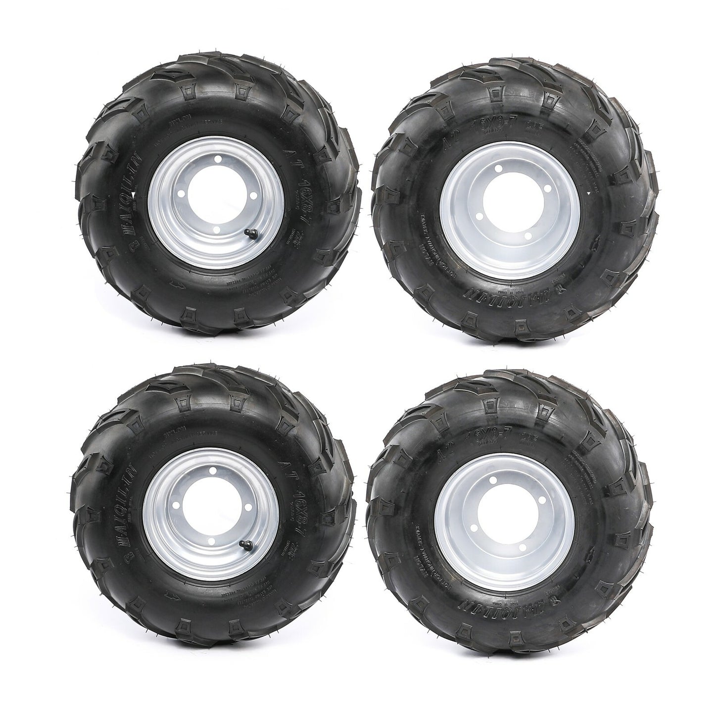 4PC 16x8-7 Front Rear Wheel Tyre Rim 4 Stud For Go Kart Ride on Mower ATV Quad