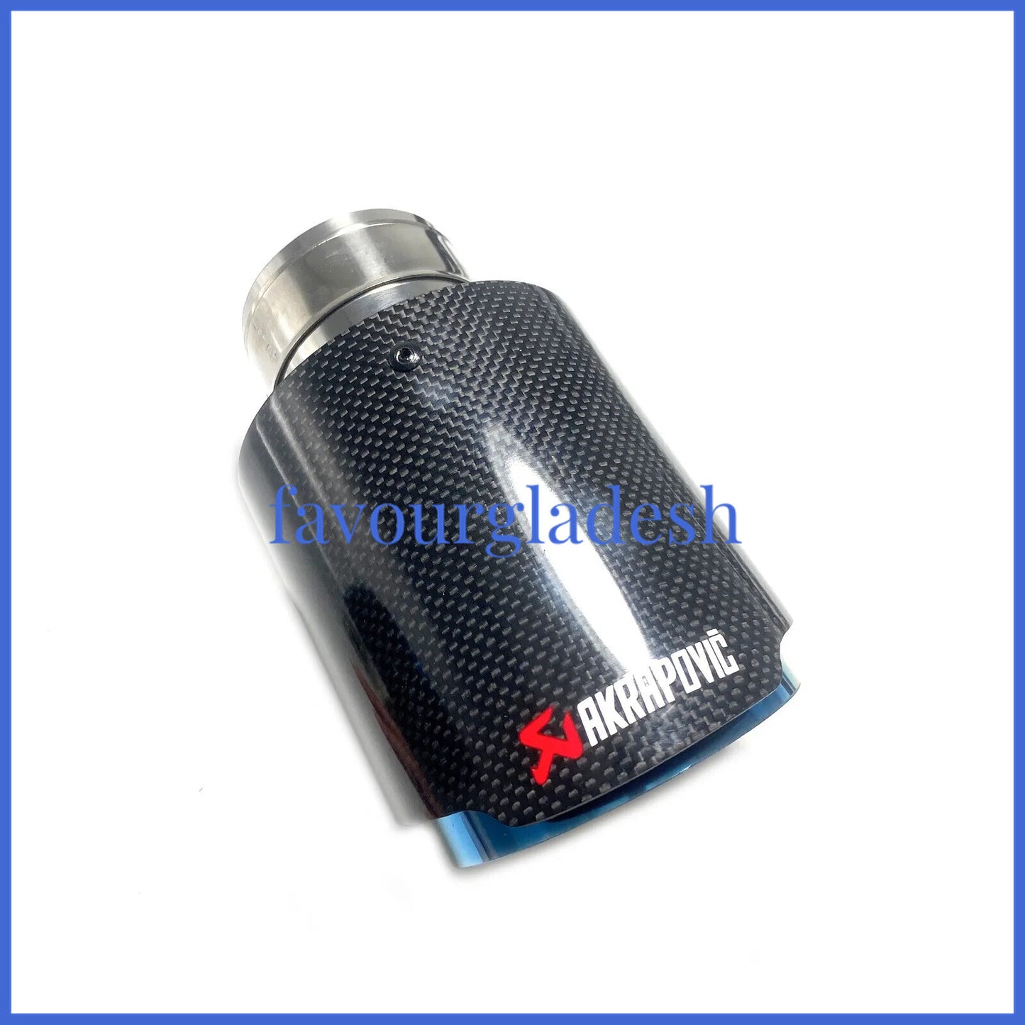 1X 2.5 63mm 3.076mm Akrapovic Glossy Carbon Fiber Exhaust tip Blue End pipe