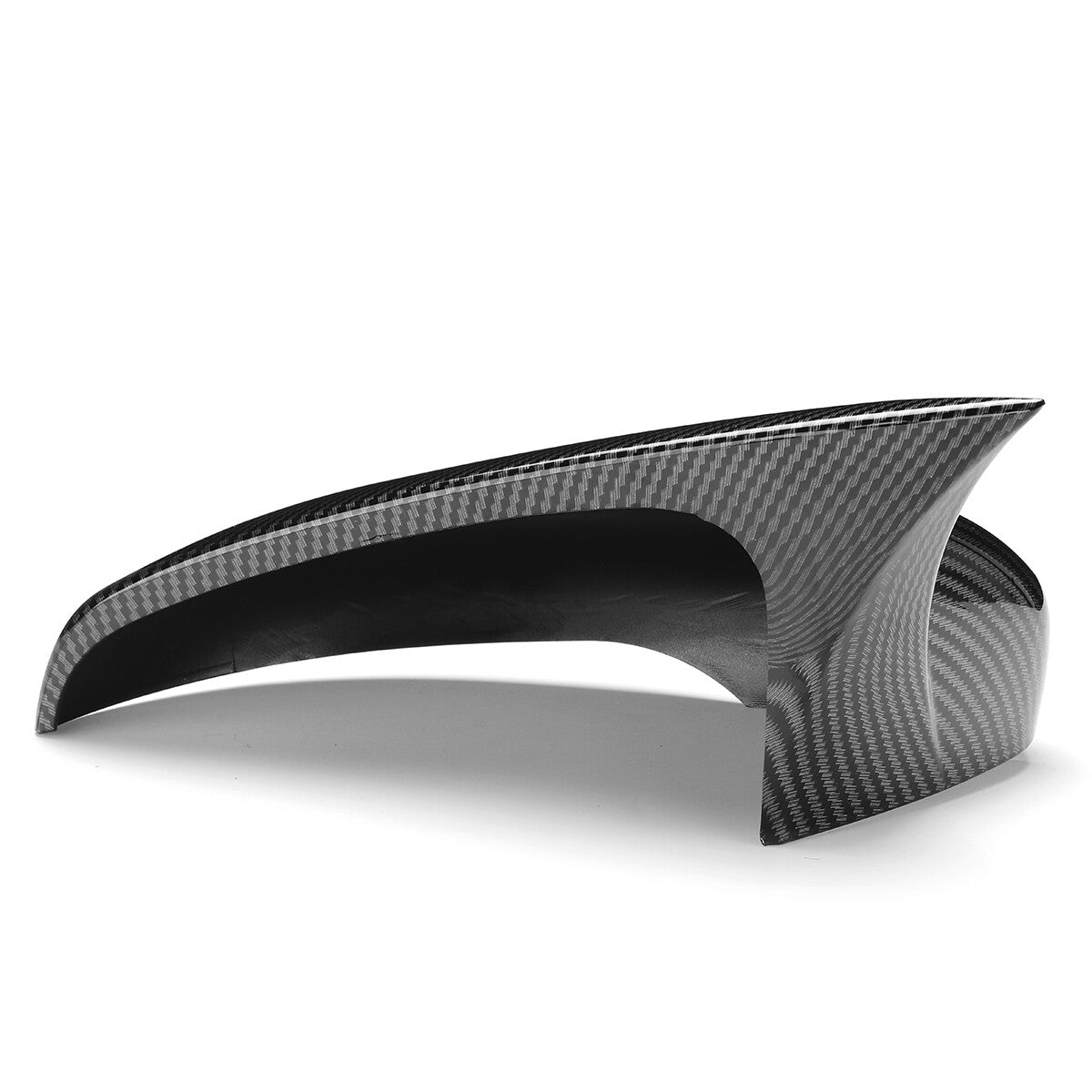 Carbon fiber add-on wing mirror covers are suitable for Volkswagen for Golf MK7, MK7.5, GTI, and GTD models from 2014 to 2019.