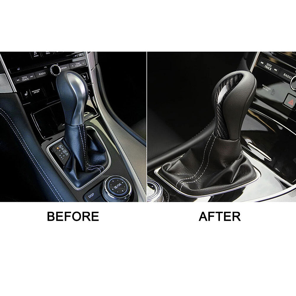 Carbon Fiber Steering Wheel Trim Shift Knob Cover for Infiniti Q50 Accessory