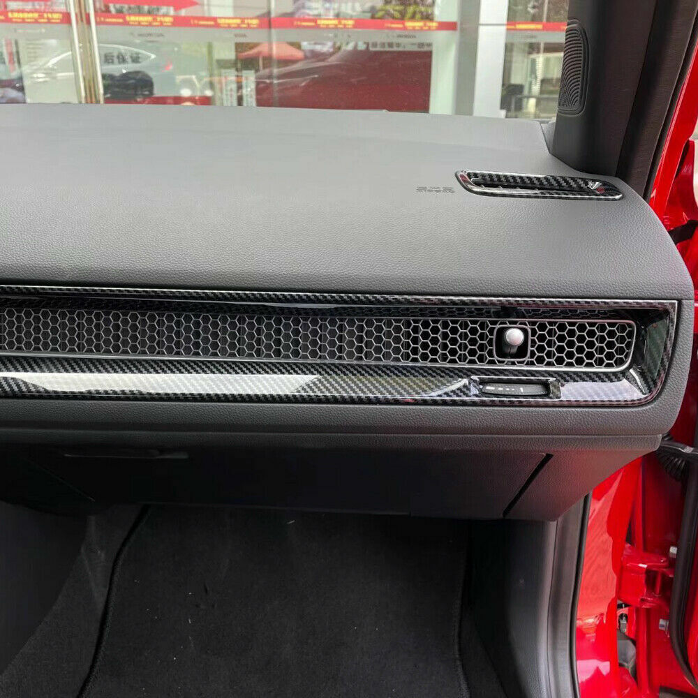 2x for Honda for Civic 2022-23 Carbon Fiber ABS Center Console Strip Cover Trim Kit