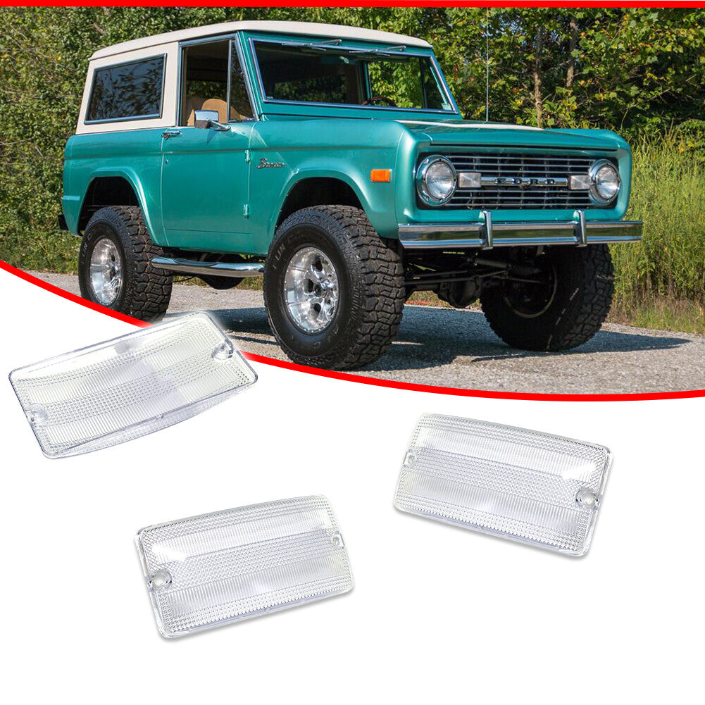 Transparent front grille turn signal light covers for 1969-1977 for Ford Mustangs.