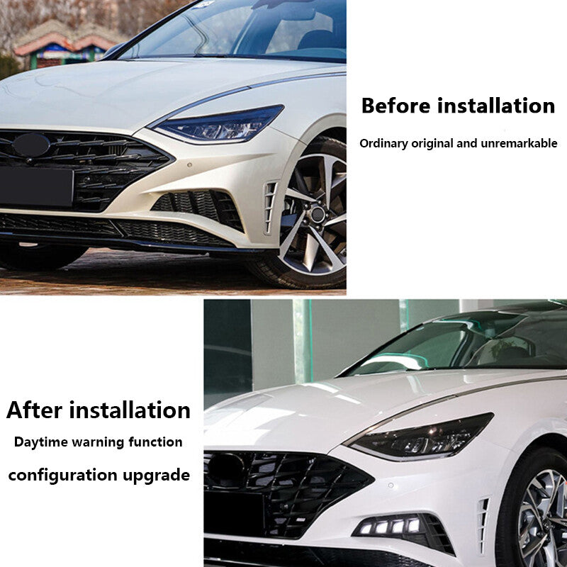 pair of DRL LED headlight fog lights for Hyundai Sonata 10th 2020-2022.