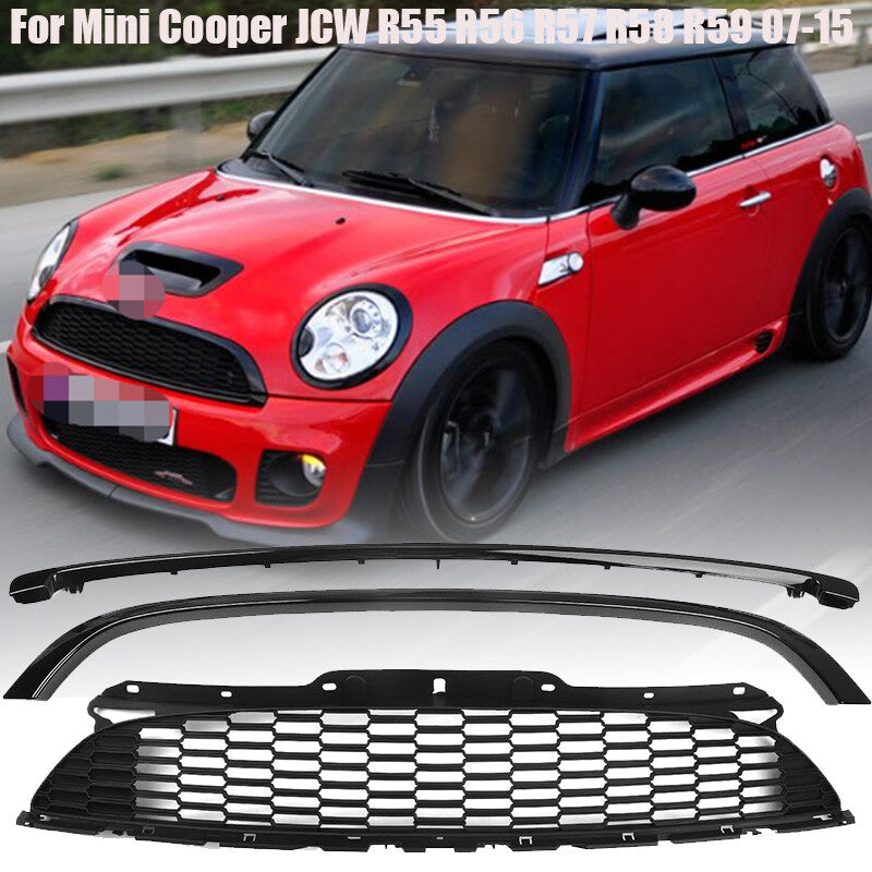 New Front Grill Grille W/ Frame for Mini Cooper JCW R55 R56 R57 R58 R59 2007-15