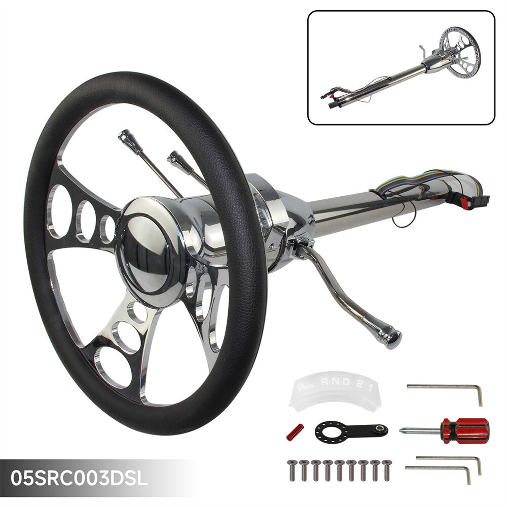 28'' Tilt AT Automatic Steering Column GM Universal + 14'' 9 Bolt Steering Wheel