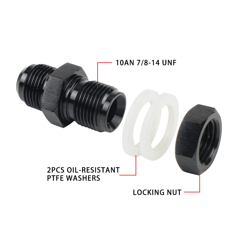1pc Male 10AN Bulkhead Fuel Cell Fitting Adapter Aluminum Straight