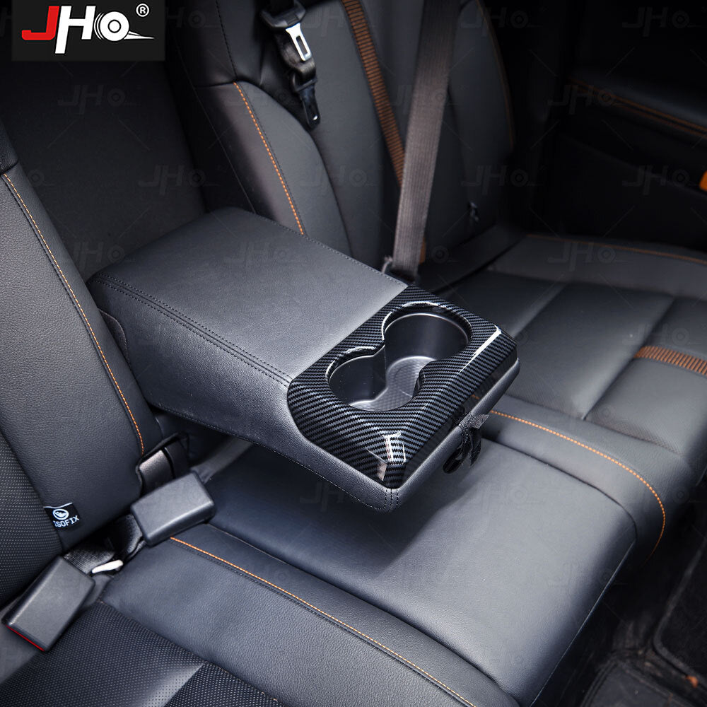 Rear Interior Carbon Fiber Water Cup Panel Cover Trim for Ford Ranger 2023-2024