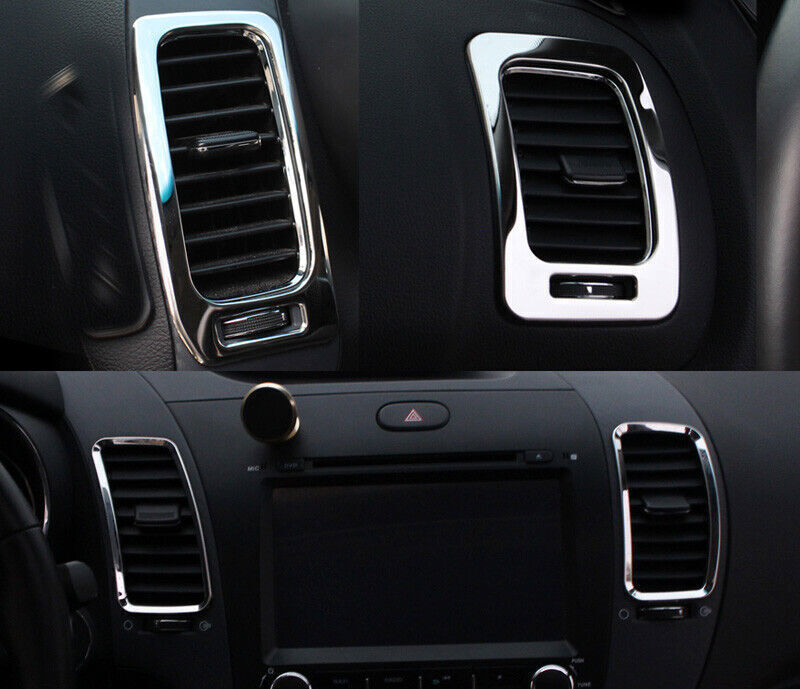 Middle LR Air Outlet Vent Cover Trim 4 for Kia K3 Forte 2014-2018 Chrome Steel
