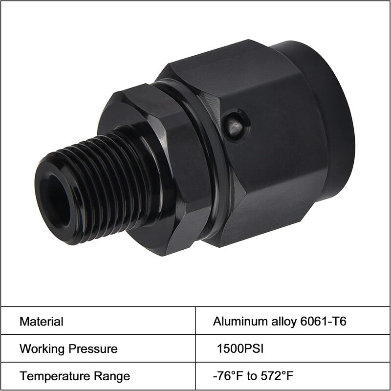 6AN AN6 Female Flare to 1/8NPT Male Straight Swivel Adapter Fitting Aluminum