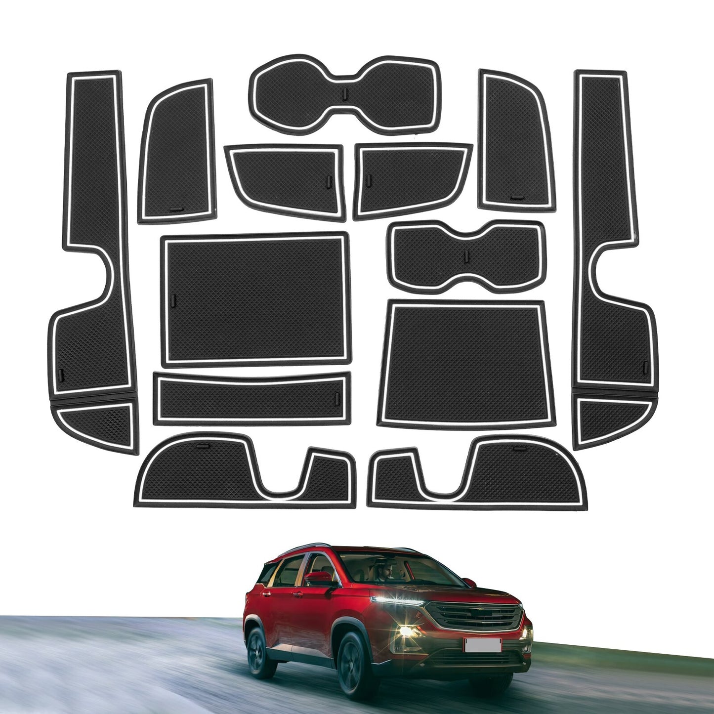 for Chevrolet Captiva 2019~ 2023 EPB Gate Slot Cup Pad Car Mat Accessories WHITE