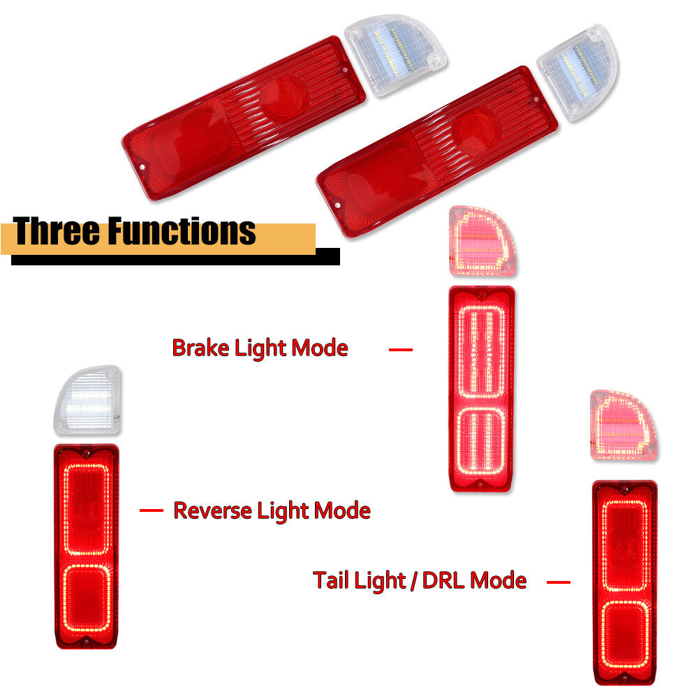 4x Pickup Truck Tail Spare Lights with Washers, Red and White LEDs, Suitable for 67-72 for Chevrolet and Gimsi Trucks