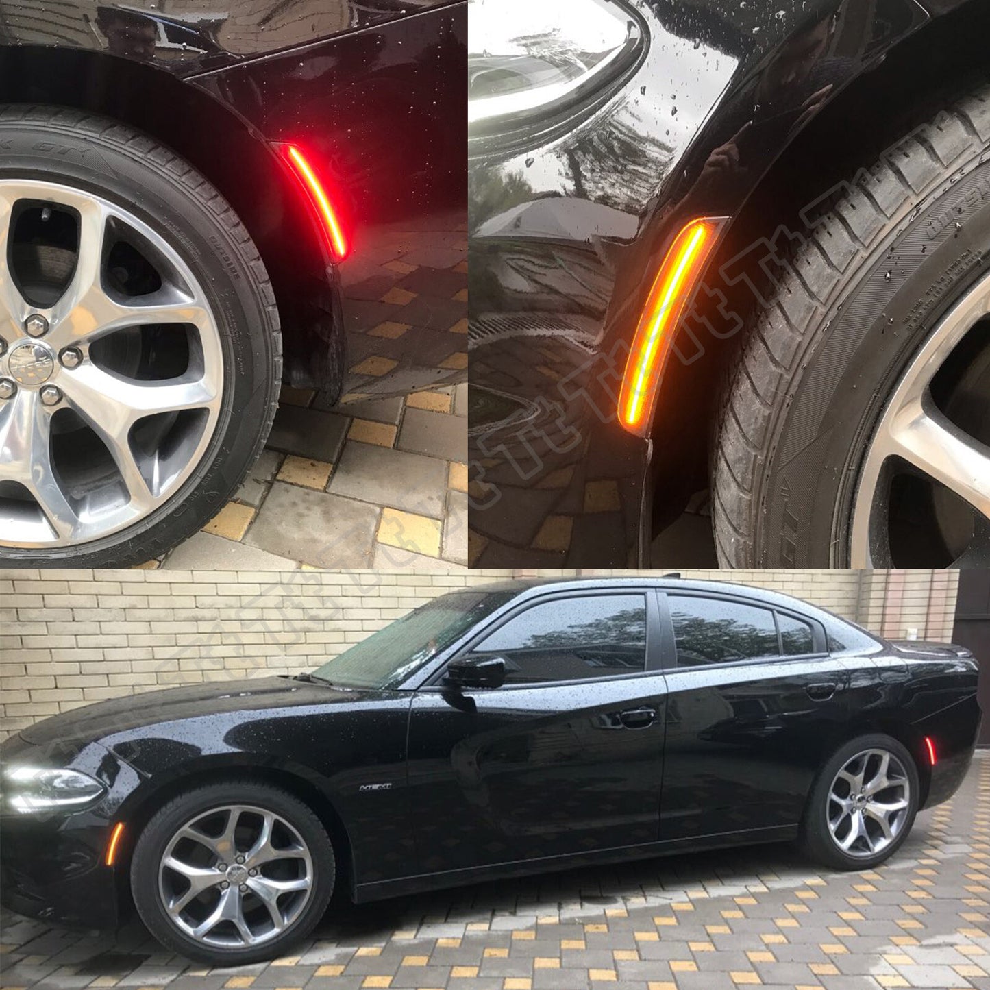 4x Smoked Front and Rear LED Side Marker Lights for 2015-2022 for Dodge Chargers