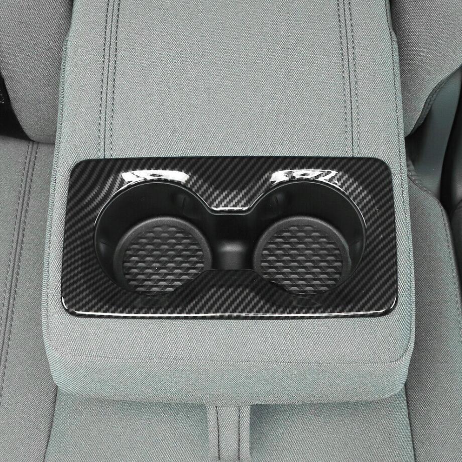 For 2019-2024 for Dodge for RAM 1500 Carbon Rear Armrest Box Water Cup Holder Cover Trim