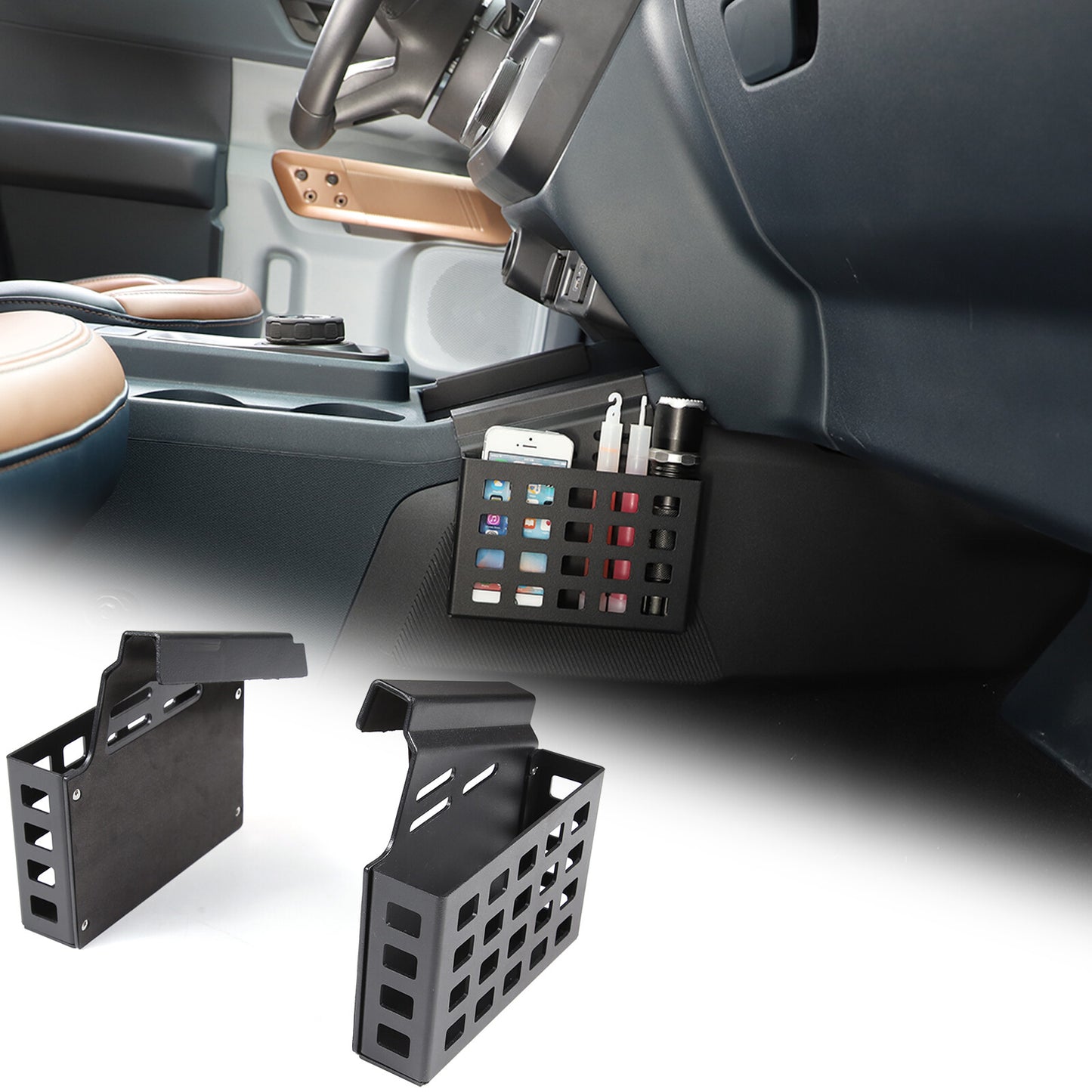 Alloy center-controlled phone holder trim for Toyota FJ Cruiser 2007-2021