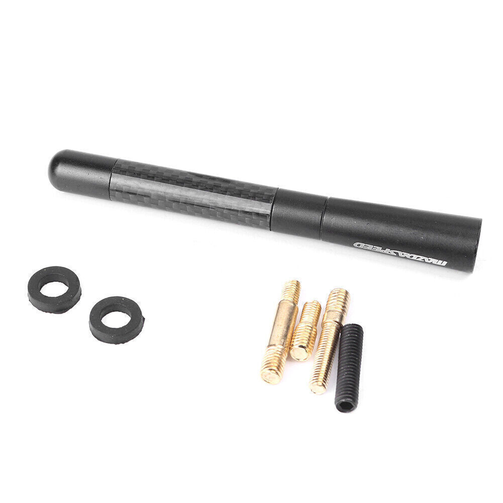 for Mazda 2 3 6 Black 4.7 inch Short Carbon Fiber Car Antenna Mazdaspeed logo