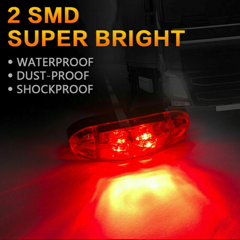 10x Red 12v-24v LED Side Marker Clearance Lights Indicators Trailer Caravan RV