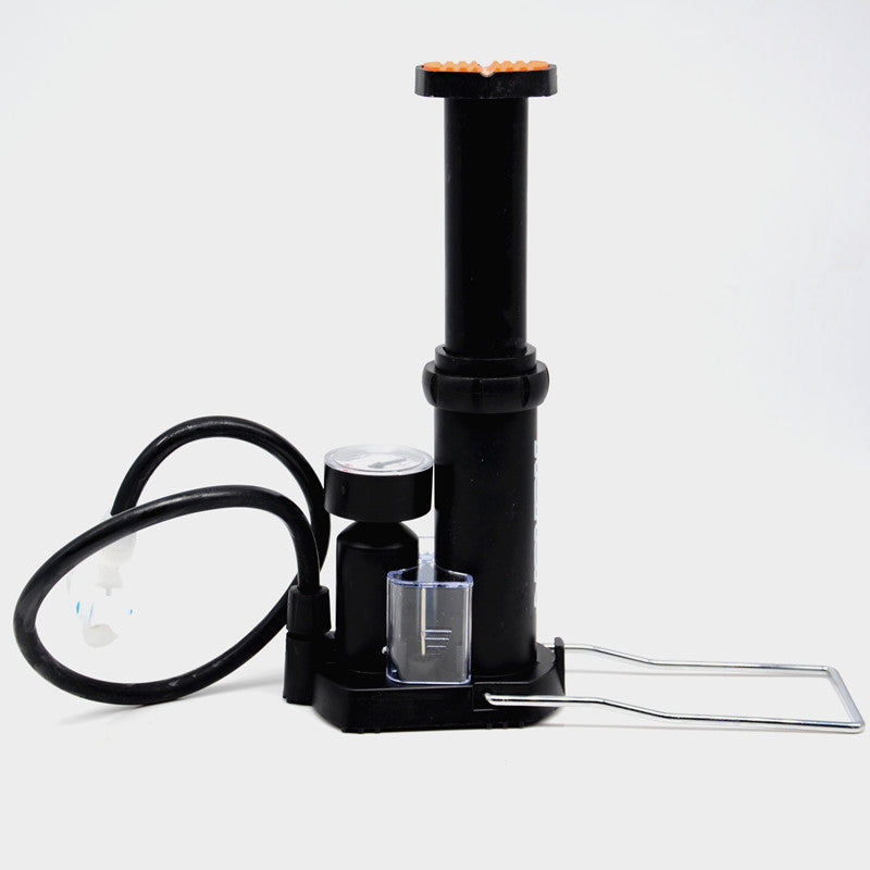 Black MOTO Wheel Tires Pump Foot Pedal Straddling Pressure Gauge Inflator Tool
