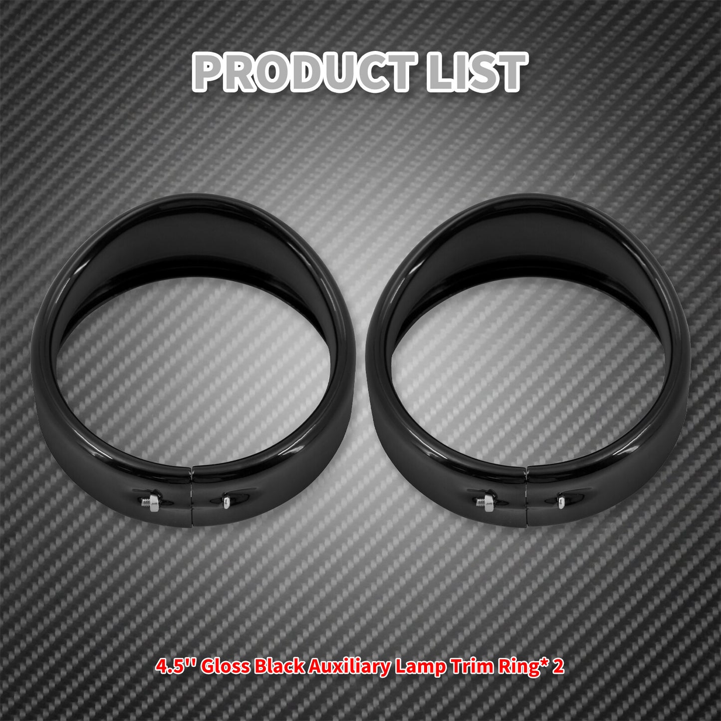 4.5 Gloss Auxiliary Fog Light Trim Visor Ring Fit for Harley Touring FLH XL883