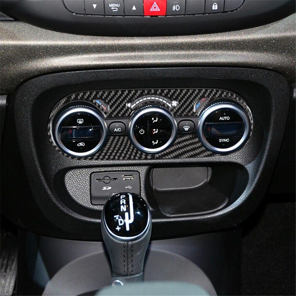 Carbon Fiber Interior Climate Control Panel Cover Trim for Fiat 500L 2014-2017
