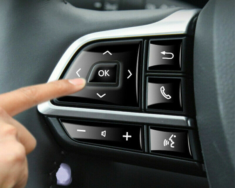 8p for Toyota Highlander 2020-2022 Black Steering Wheel Button Frame decor Trim