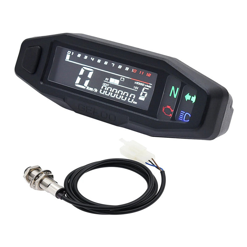 Motorcycle Speedometer LCD Digital Odometer Counter Fuel Meter Turn Signal Light