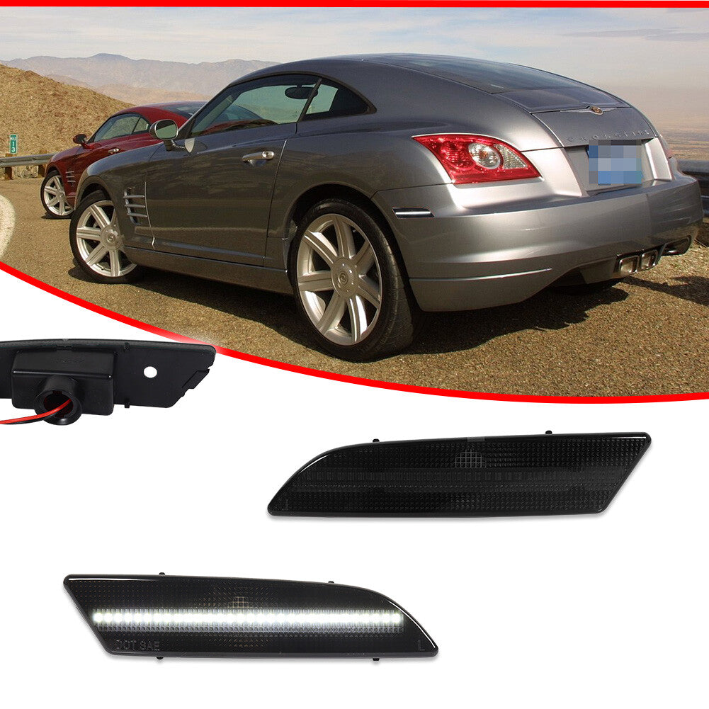 Two white LED smoke lens rear marker lights for 2004-2008 for Chrysler Crossfire