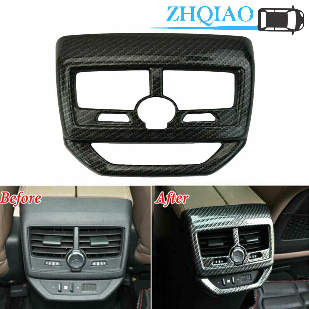 ABS Carbon Fiber Rear Air Condition Vent Cover Trim Fits for Peugeot 3008 GT 17-18