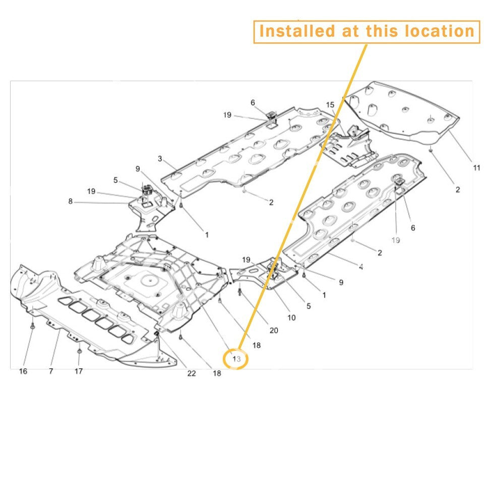 Equipment Manufacturer ( ): 670009531- (for MASERATI Quattroporte 14-16 engine splash guard)