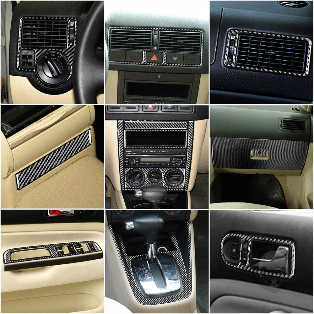 24PCS Carbon Fiber Interior Set Kit Trim for VW for Golf MK4 for Jetta R32 GTI 1999-2004
