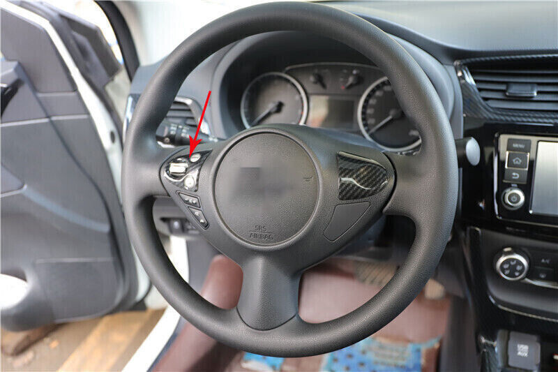 Car Steering Wheel Button Frame Trim Fit for Nissan Sentra 2013-19 Carbon Fiber