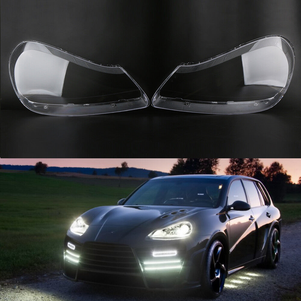 Transparent parent case for Porsche for Cayenne headlight lens protection, left + right, 2008 - 2010