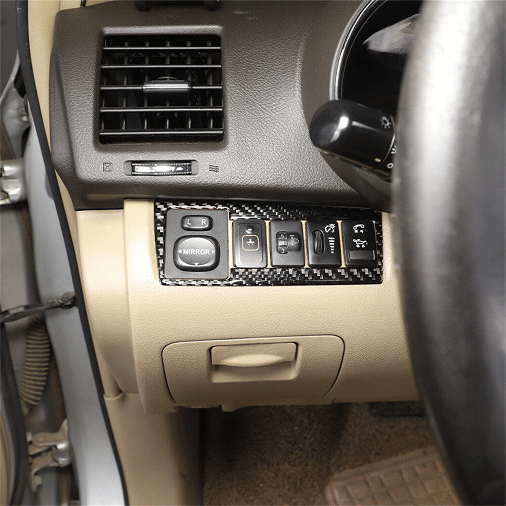 Carbon Fiber Headlight Switch Button Panel Cover for T@yota Highlander 2009-2013