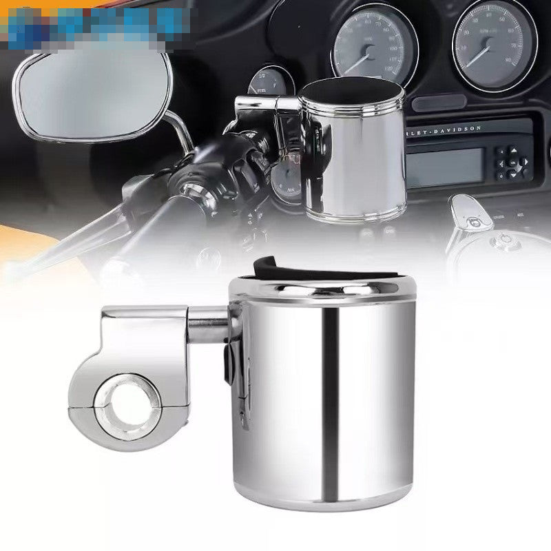 Motorcycle Cup Holder Handlebar Drink Bottle Holder Chrome for Harley Universal