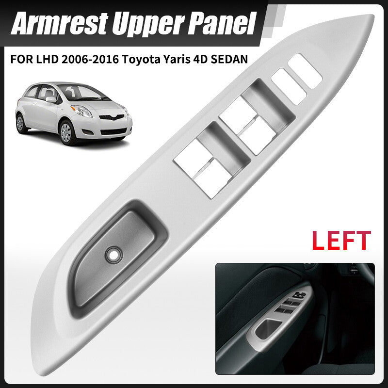 Master Power Window Switch Bezel Trim Silver fit 06-16 for Toyota Yaris 4D Sedean